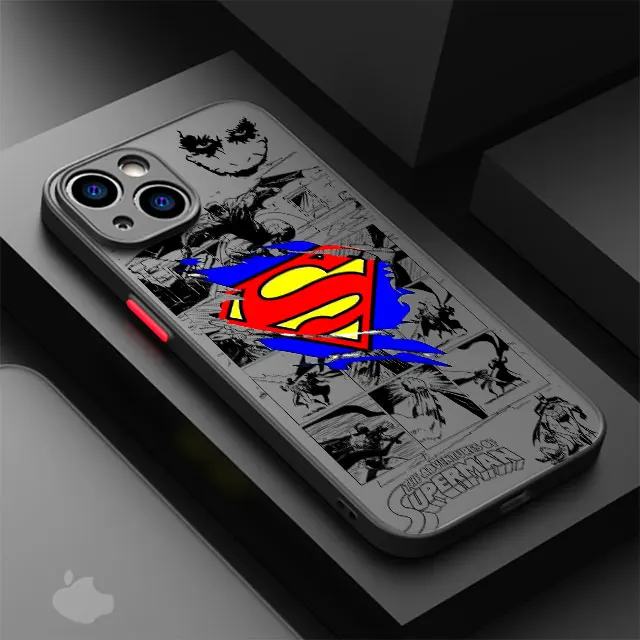 thumbnail image 1 of Phone Case for iPhone 12 Mini XS X 14 Pro Max 7 6S 8 Plus SE 15 11 Pro XR 13 B-Batman Spider S-Superman logo Soft Silicone Cover, 1 of 5