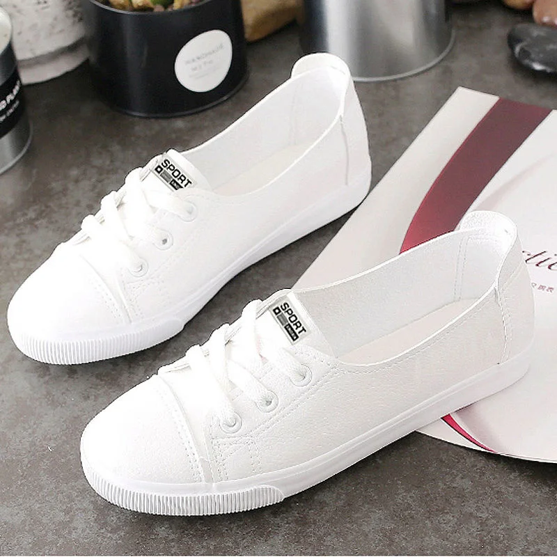 

Кеды женские кожаные на плоской подошве, кроссовки в Корейском стиле, повседневная обувь для вождения, на шнуровке, белые, для студенток, весна 2023