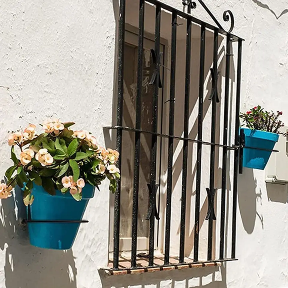 Soportes De Pared Para Macetas MSUIINT - 4 Piezas, Hierro Negro, Diámetros 4", 6", 8" | Para Balcón, Jardín, Interior