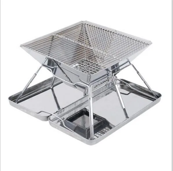 

Outdoor Camping Stove Folding BBQ Grill Outdoor Firewood Camping Burning Fire Table Barbecue Grill Bonstove Stainless Steel