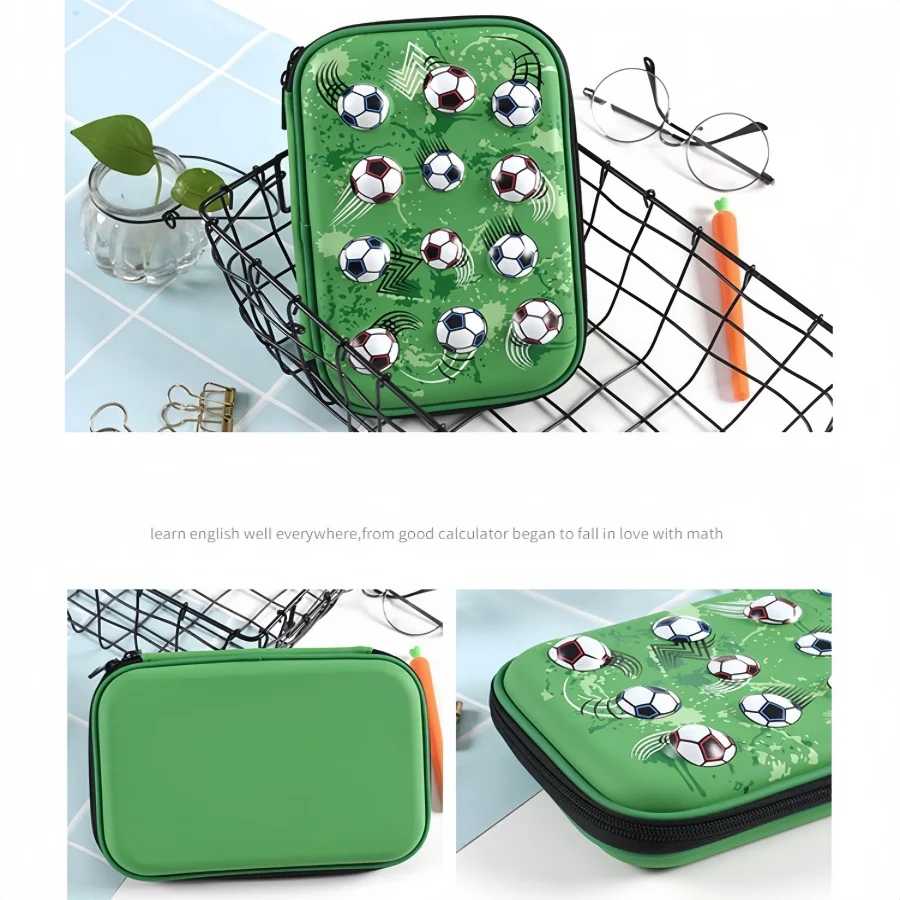 1pc Creative football pattern design pencil case/pencil case, large capacity pencil case, distinctive football pattern, suitable
