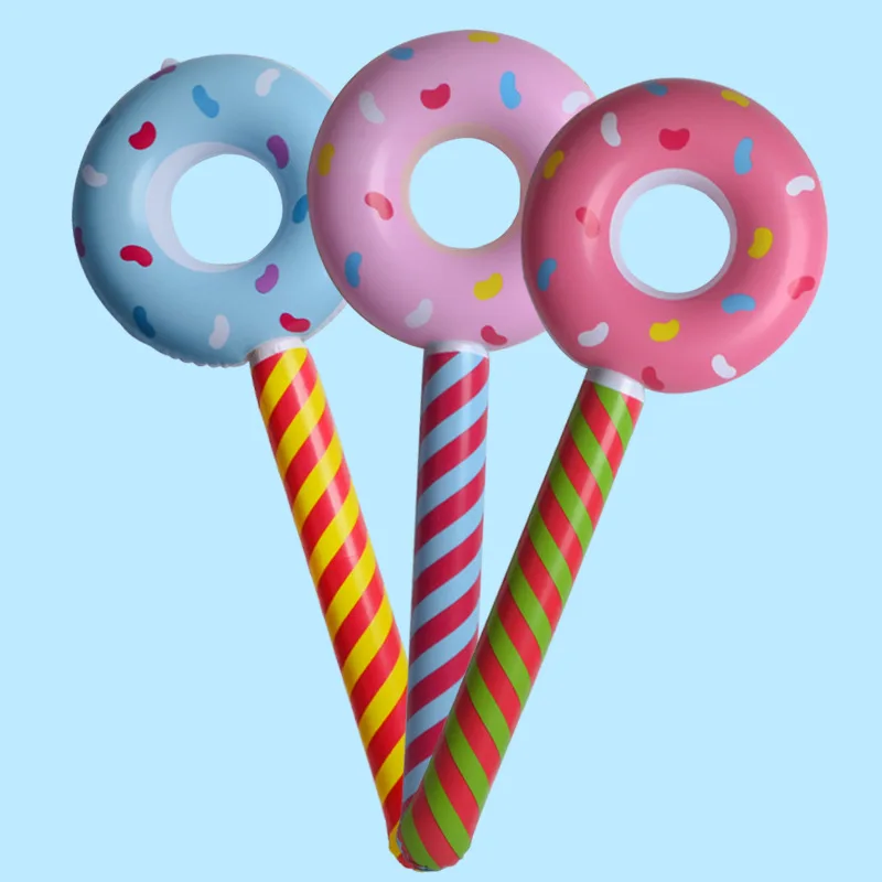 Inflatable Toy Kid Donut Inflatable Stick Air Hammer Toy 80CM Party Games Outdoor Carnival Toys