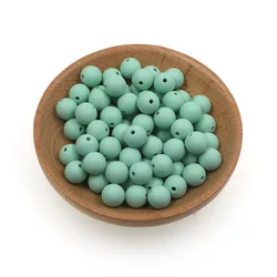 Bulk Set of 50 Round Silicone Beads for DIY Jewelry and Accessories - Assorted Sizes (Mint green)