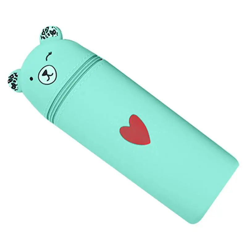 

Silicone Big Capacity Zipper Pencil Bag Cartoon Bear Pen Pencil Pouch Case Exam Pen Pencil Travel Luggage Make Up Cosmetic