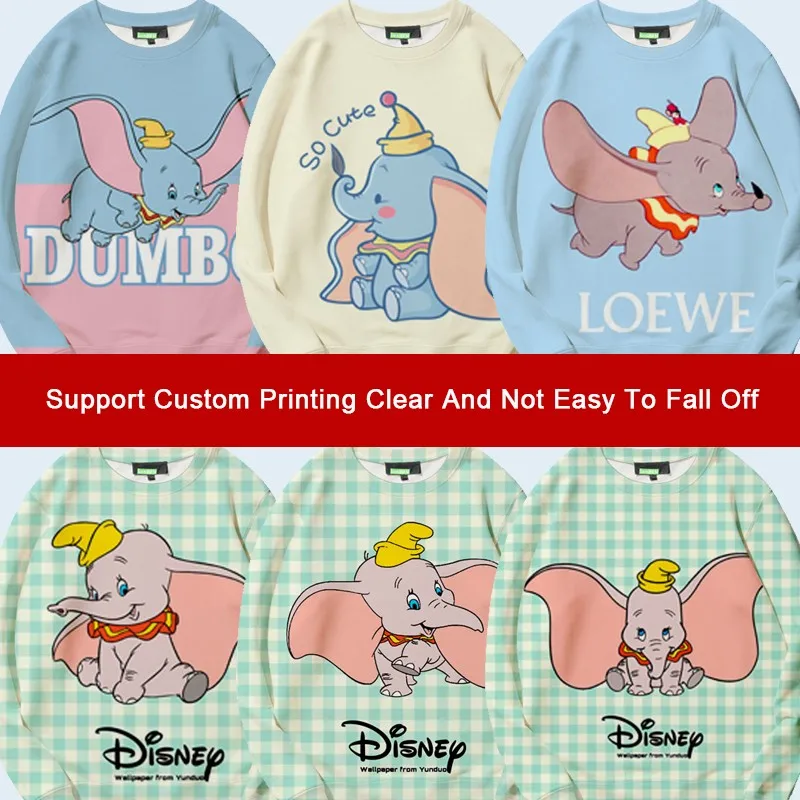 

Disney Dumbo Co-named Crewneck Hoodie Female Cartoon Cartoon Clothes Small Loose All Match Children's Coat