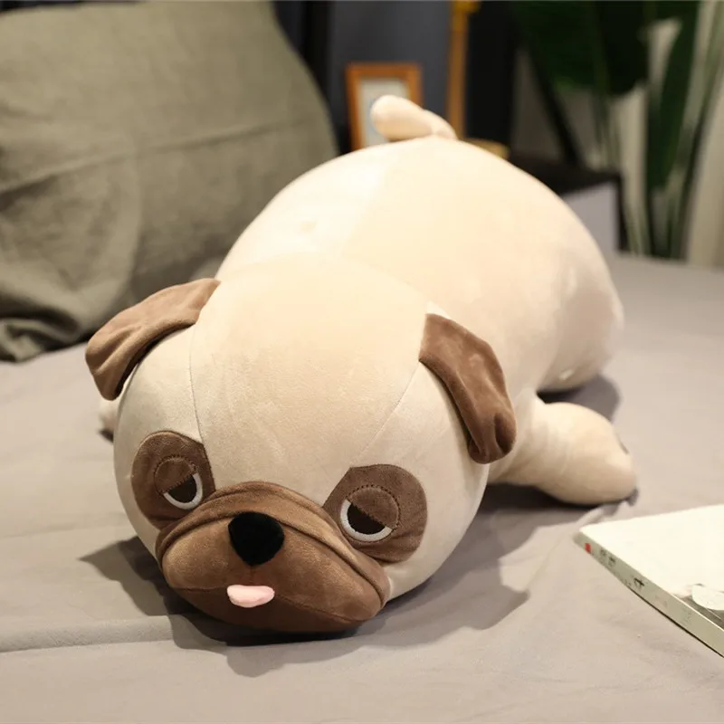Juguetes de peluche de perro Pug Kawaii para niños, almohada para