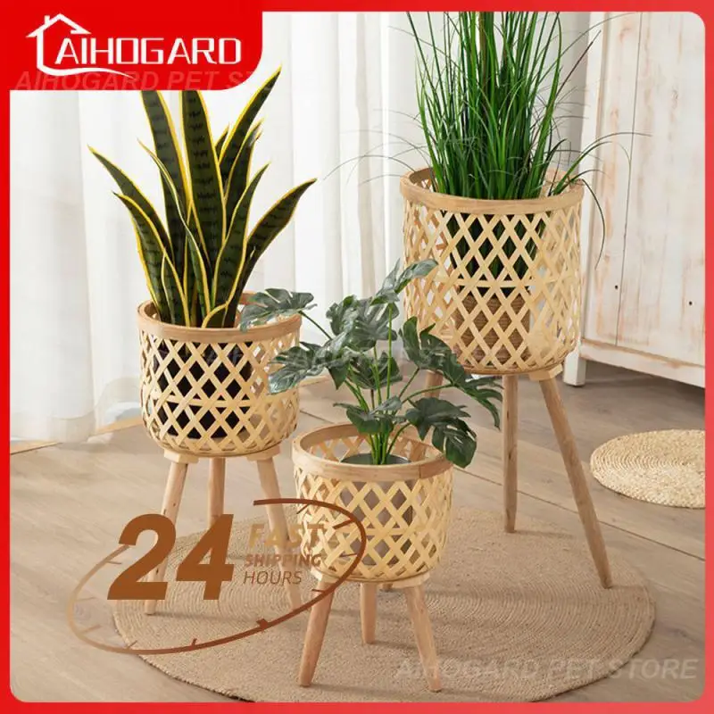 

Цветочная полка, легкий саржевый Средний бамбуковый ротанговый цветочный горшок для балкона, Цветочная коробка, фотоплетеный горшок