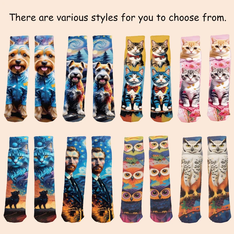 Funny Animal  Socks Cat Dog  Socks for Men Women Teens Christmas Gift  Adult Women Men Teens Gag White Elephant Gifts