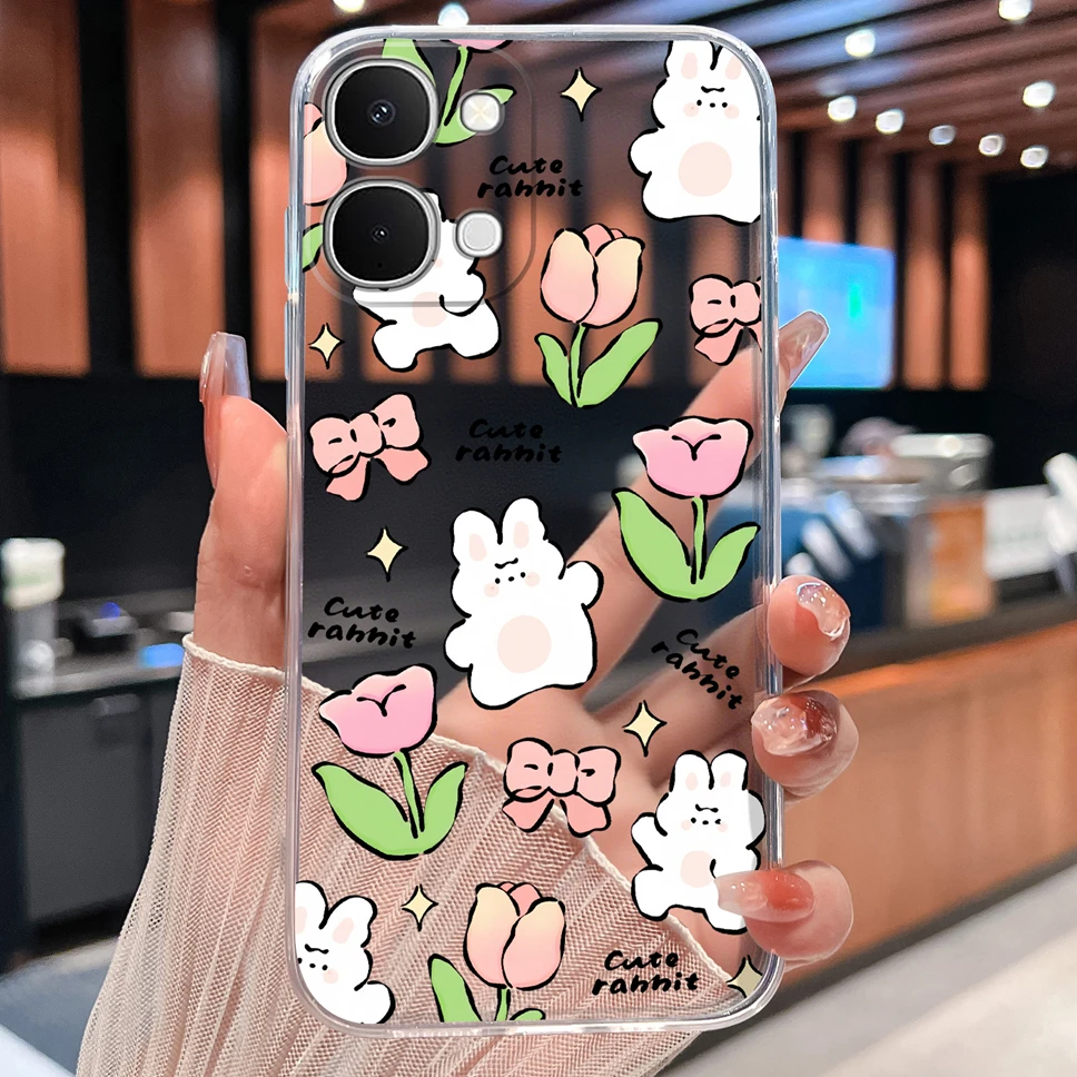 Cute Cat Cartoon Soft TPU Protective Phone Case - Clear Silicone Shockproof Cover