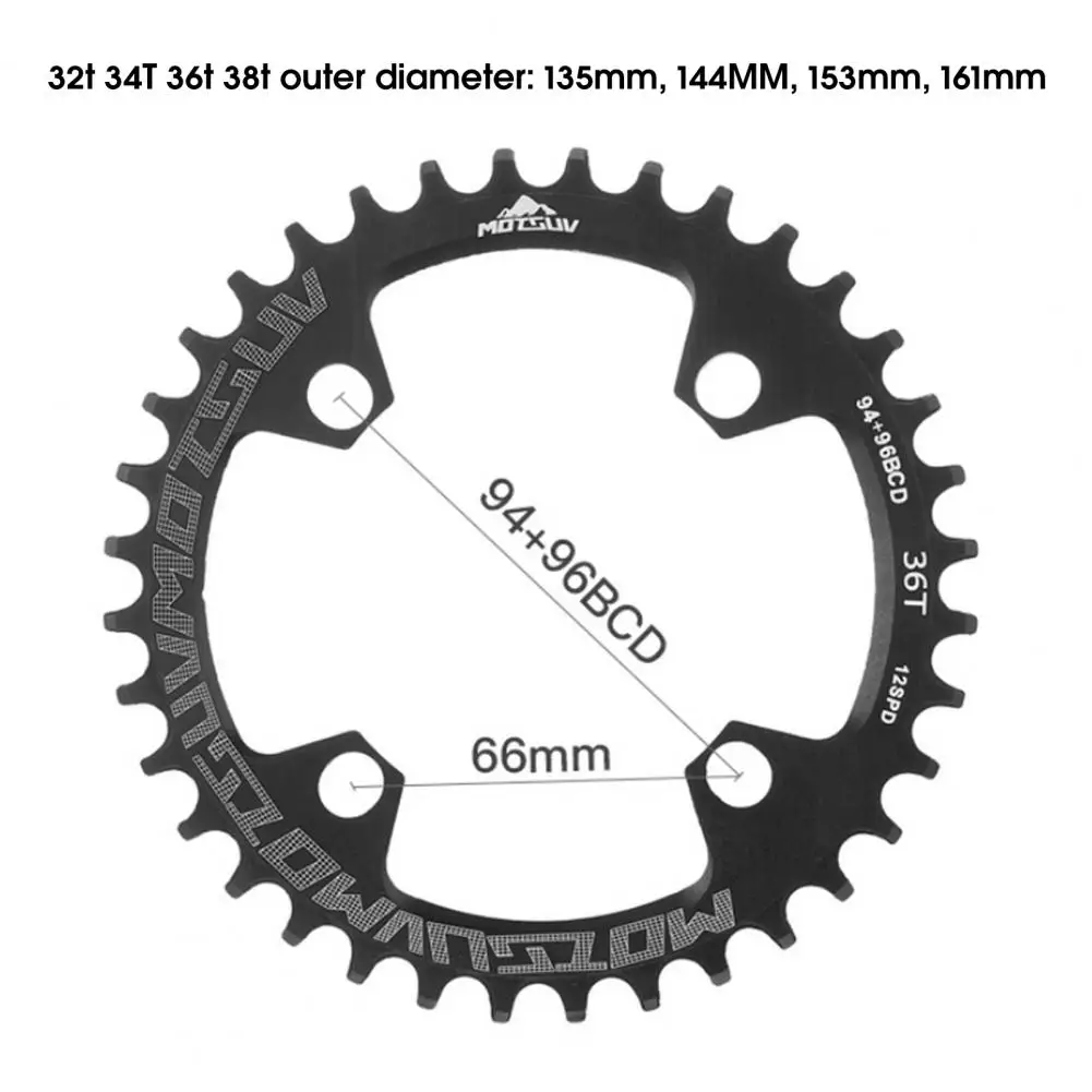 94/96BCD 안정적인 자전거 체인 링 사이클링 용 MTB 32T/34T/36T/38T 용 경량 알루미늄 합금 단일 속도 자전거 체인 휠