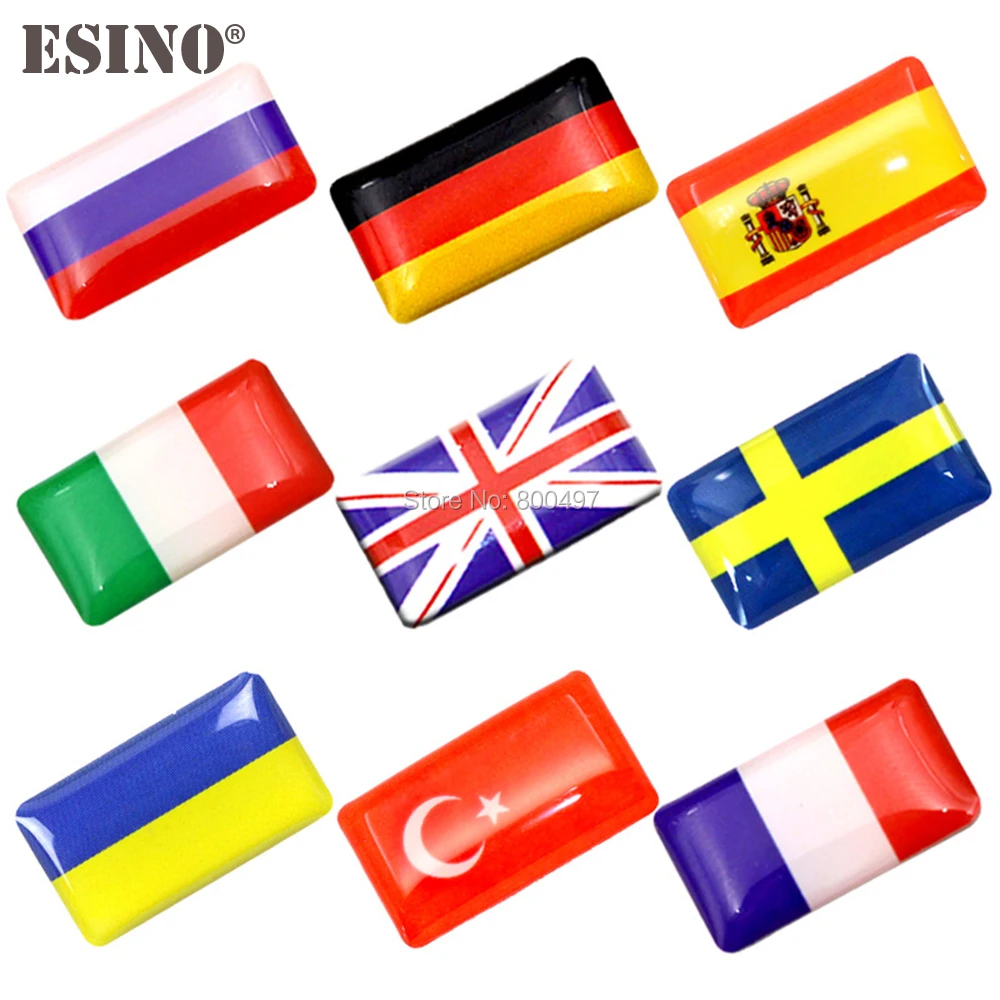 

2000 x New 3D Decorative Car Styling Glue Decals Badges Car Styling Stickers Emblems Custom Motor Decal for National Flags