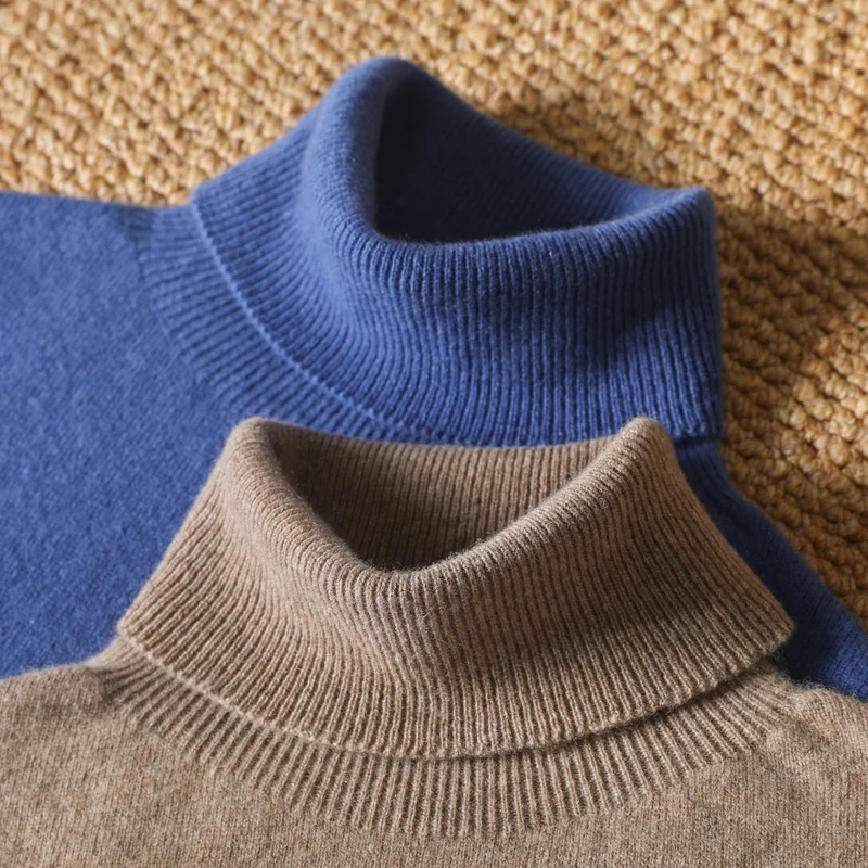 DjzDsm 100% Pure Wool One-Piece Ready-to-wear Men's High Lapel Pullover Autumn and Winter Basic Knitted Versatile Sweater 5