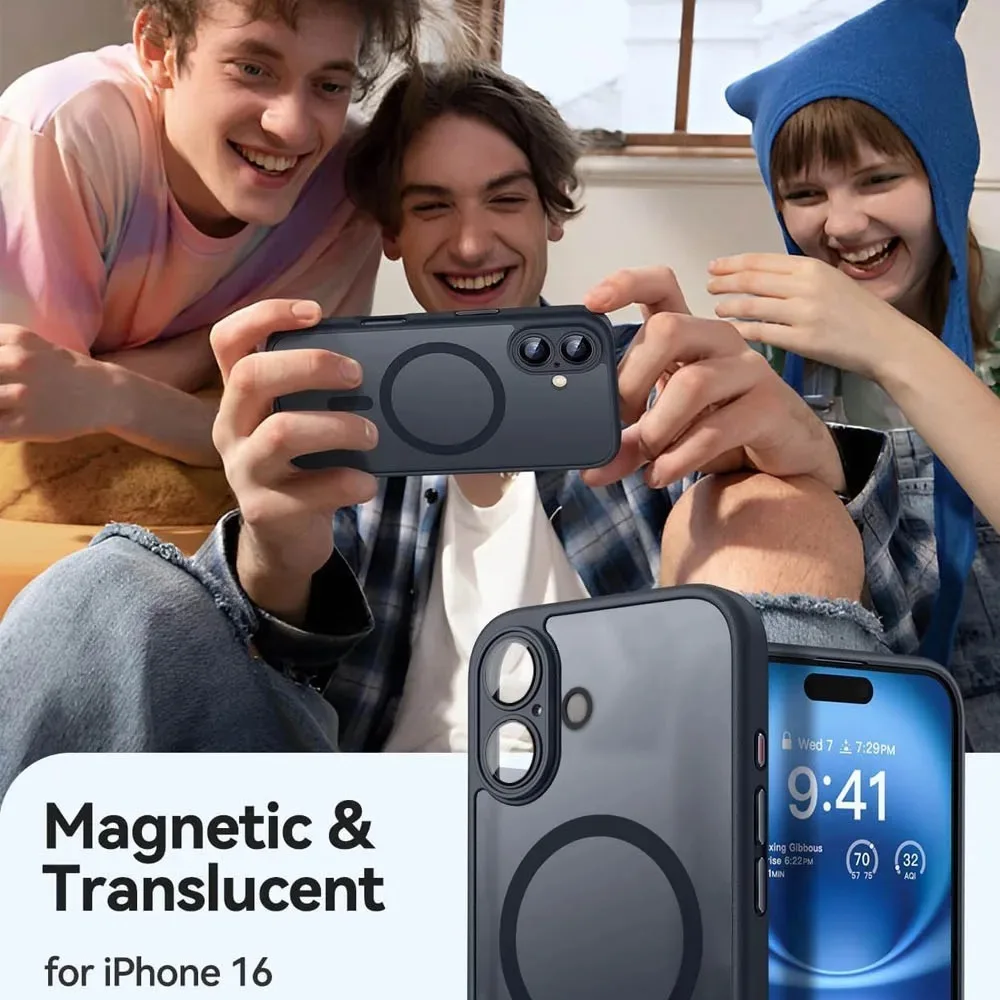 Magnetic Luxury Shockproof Armor Case with Magsafe Wireless Charging and Matte Translucent Finish