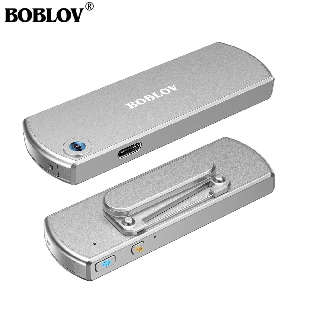 

BOBLOV W3 WiFi Body Camera 64GB Silver Metal Shell Body Worn Camera with a Brooch Attached 8 Hours Recording APP Mini Camera