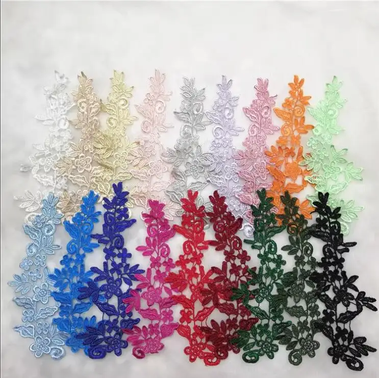 6 Pieces/3 Pairs Wedding Lace Applique Sewing Trim 21 Colors