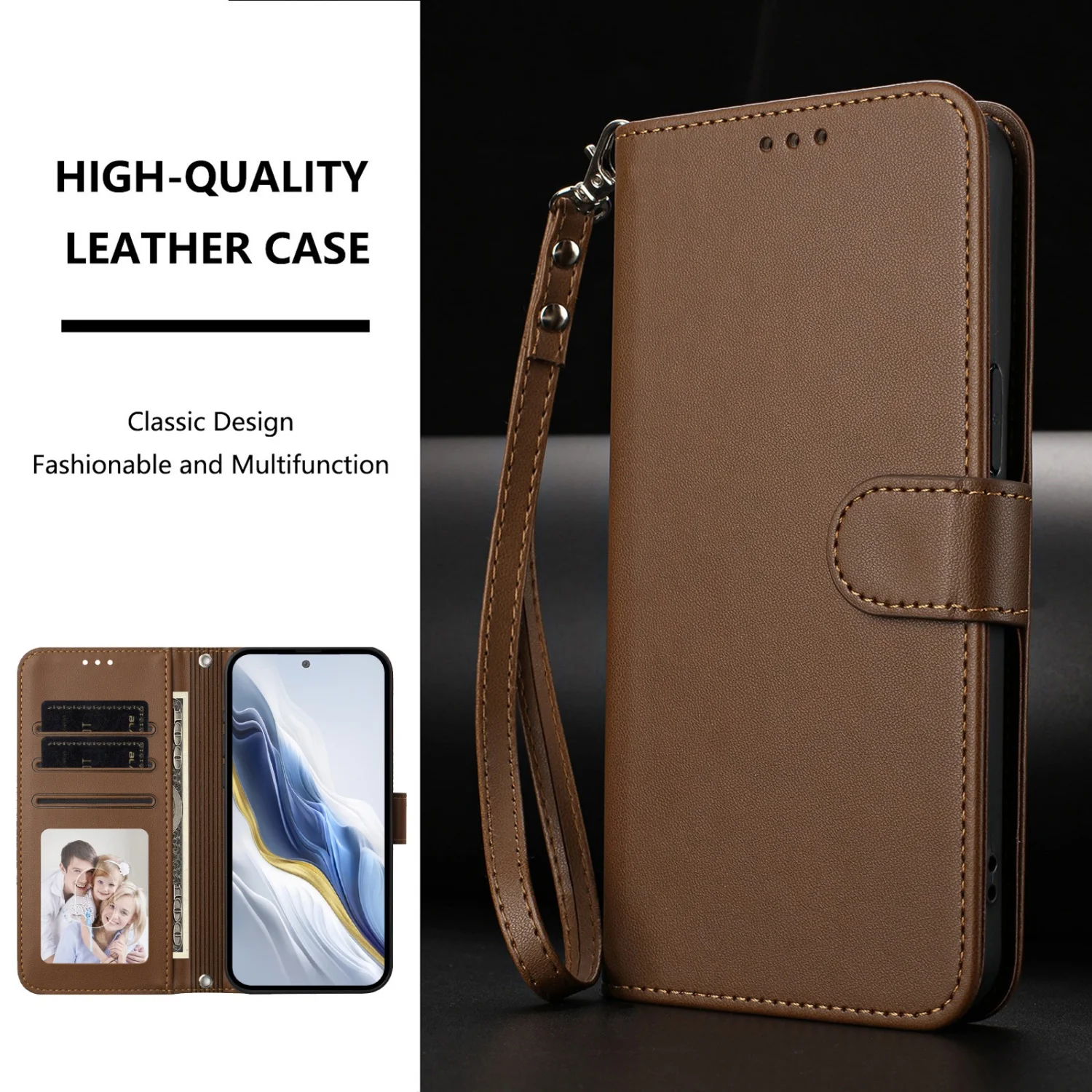 Leather Flip Phone Case with Wallet Protection - Elegant and Durable Cover