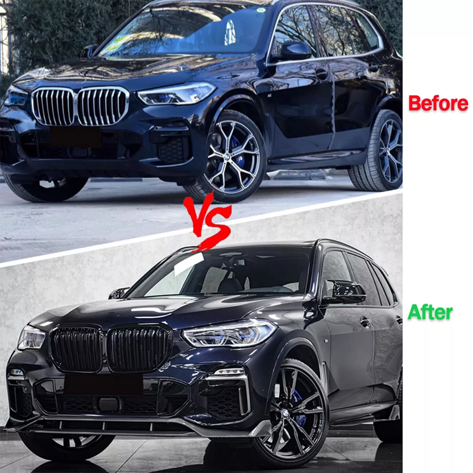 4 Pcs Car Front Bumper Splitter Spoiler Lip Guard Protector Body Kit for BMW X5 G05 M Sport Car Exterior Accessories