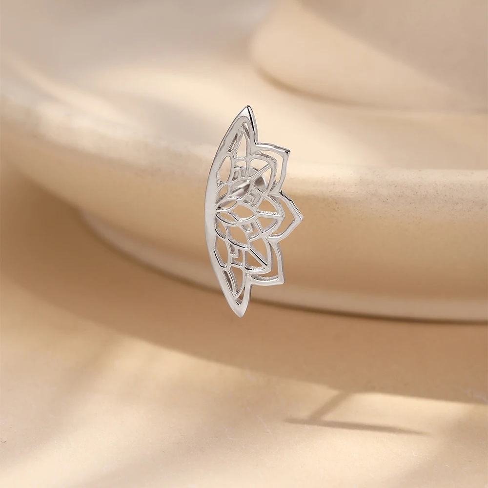AIDE 925 Sterling Silber glänzender geometrischer Segelboot-Ohrstecker mit flacher Rückseite und Innengewinde für Damen, Punk-Schmuck – Detail 18