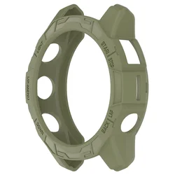 Durable TPU Half Cover Protective Case for Garmin Fenix 7 Series - Hollow Out Design (Armor Jungle Green)