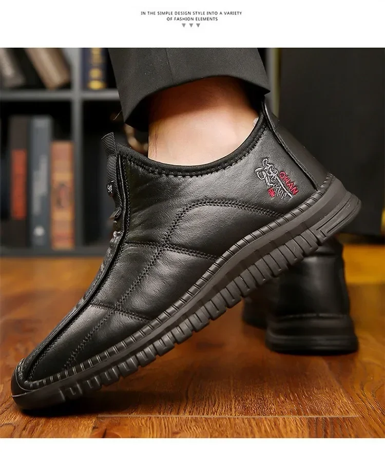 Winter Men's Boots Thick and Warm Outdoor Soft Soled Comfortable and Waterproof Walking Men's Boots Oversized Men's Work Shoes