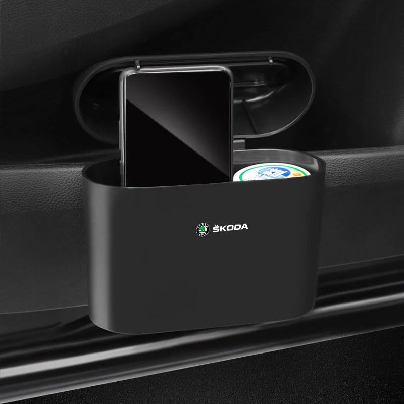 Hanging Car Trash Can Multifunctional Auto Storage Box Accessories For Skoda Kodiaq Fabia Kamiq Karoq Octavia Rapid Scala Kami car trash can