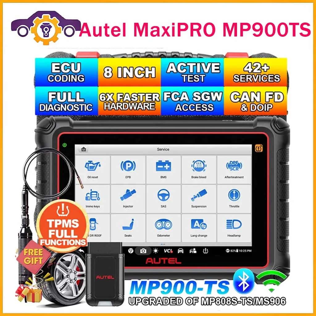 

Autel MaxiPRO MP900TS Auto TPMS Diagnostic Tools MP900-TS automobile OBD2 Scanner CAN-FD&DOIP ECU Coding Upgrade of MS906TS