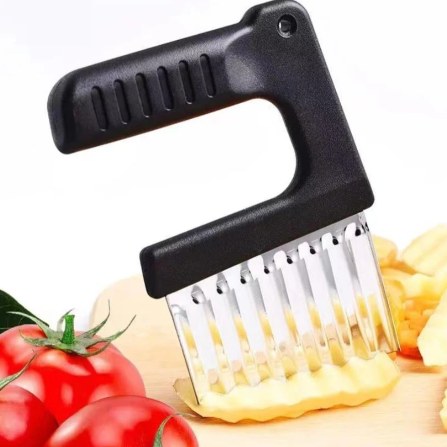 Stainless Steel Potato Chip Slicer Dough Vegetable Fruit Crinkle Wavy Slicer Knife Potato Cutter Chopper French Fry Maker Tool