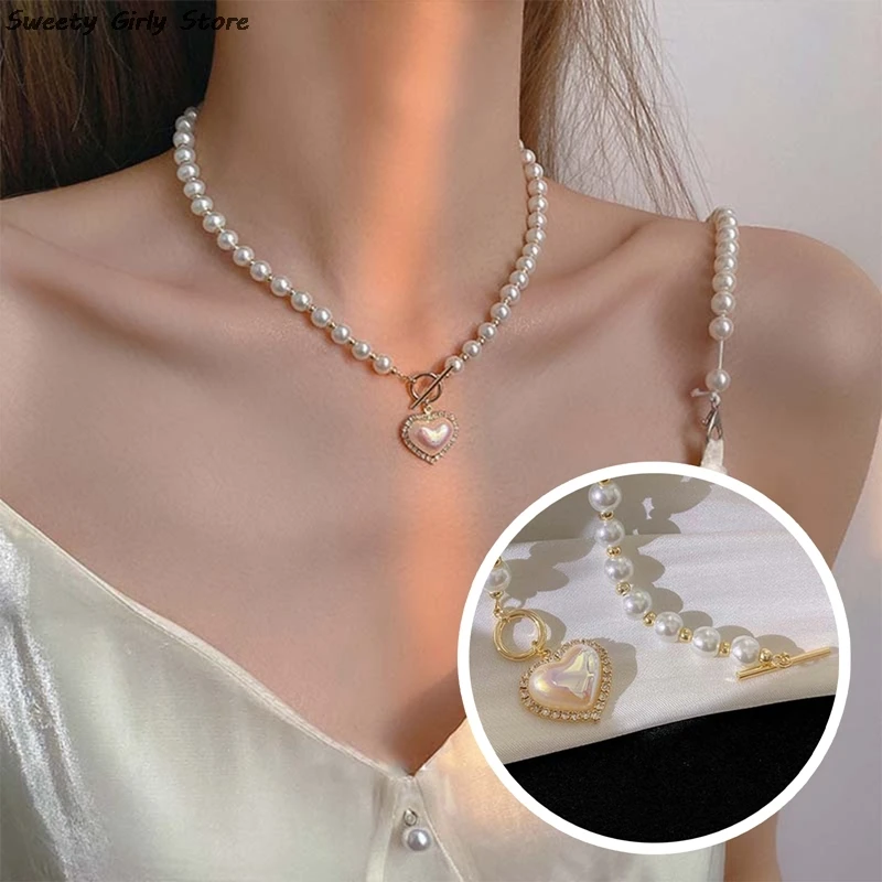 

White Women Pearl Necklace Wedding Party Beautiful Jewelry Pendants 1920s Vintage Headpiece Collar Ladies Strand Bead Necklaces