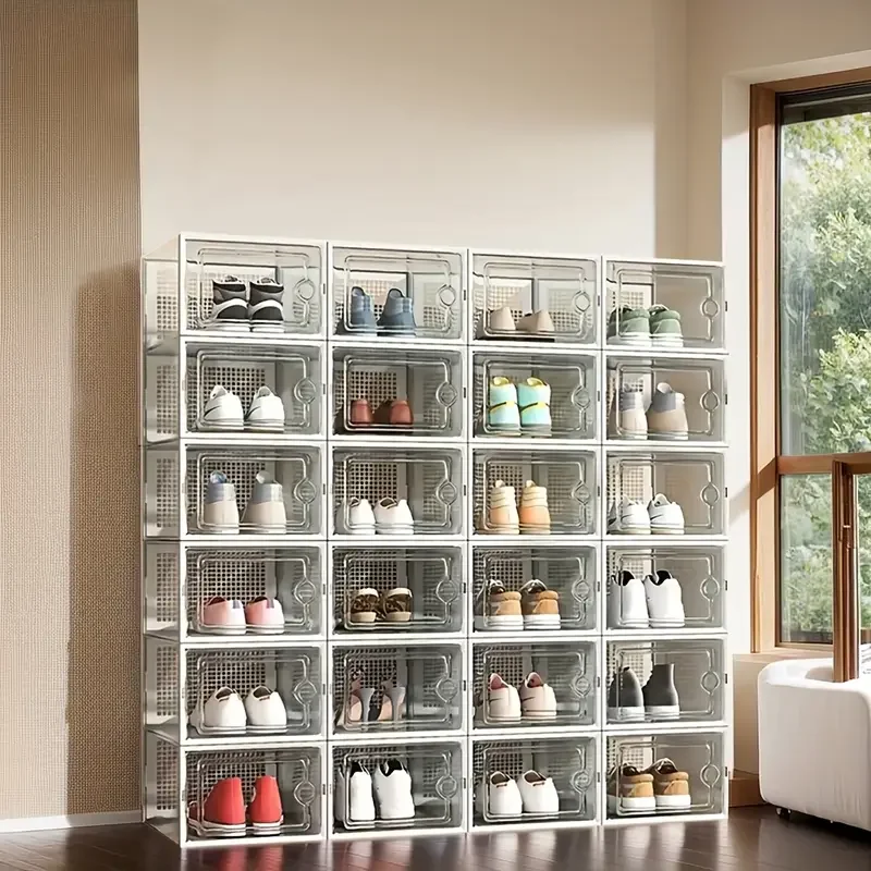 Stackable Transparent Foldable Shoe Storage Boxes