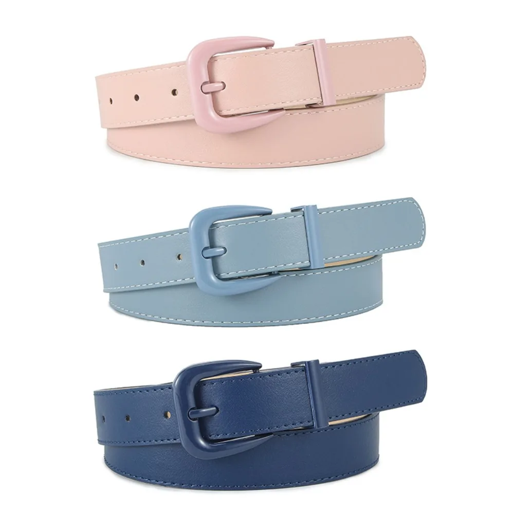 

Solid Color Pin Buckle Belts New Alloy Buckle Leather Thin Belt Waist Belt Women