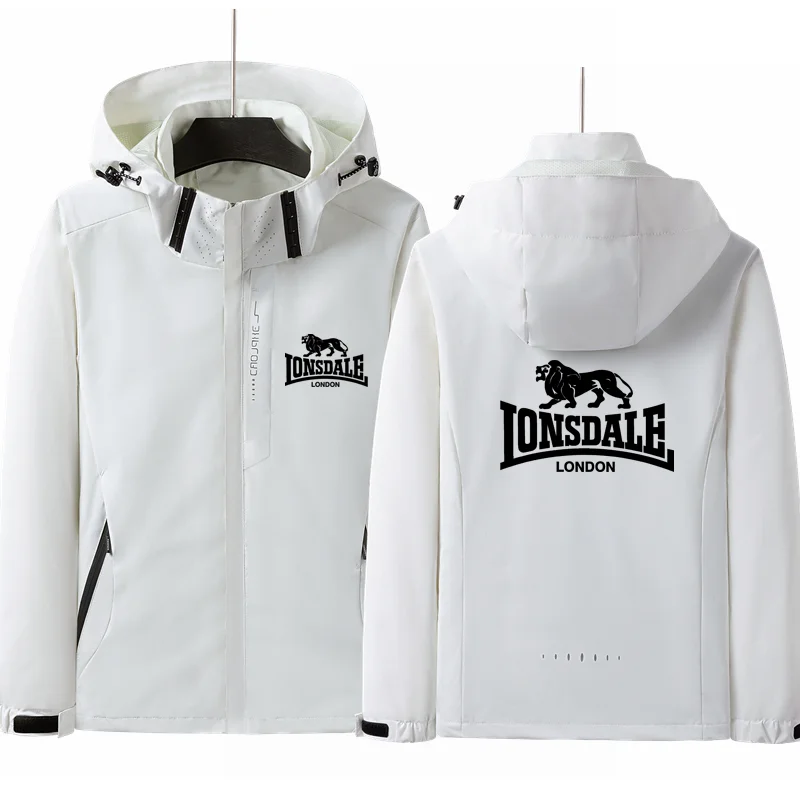 2024LONSDALE Men's Hooded jacket Men's windproof zippered jacket Spring and Autumn loose sports jacket Men's casual sportswear