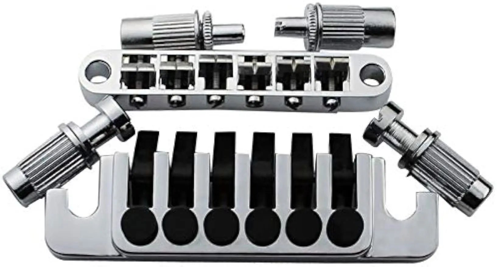 

Guitar Tune-O-Matic Saddle Bridge BM003 and Stop Bar Lock TP6 Tailpiece Combo Replacement Compatible with 6 Strings Guitar