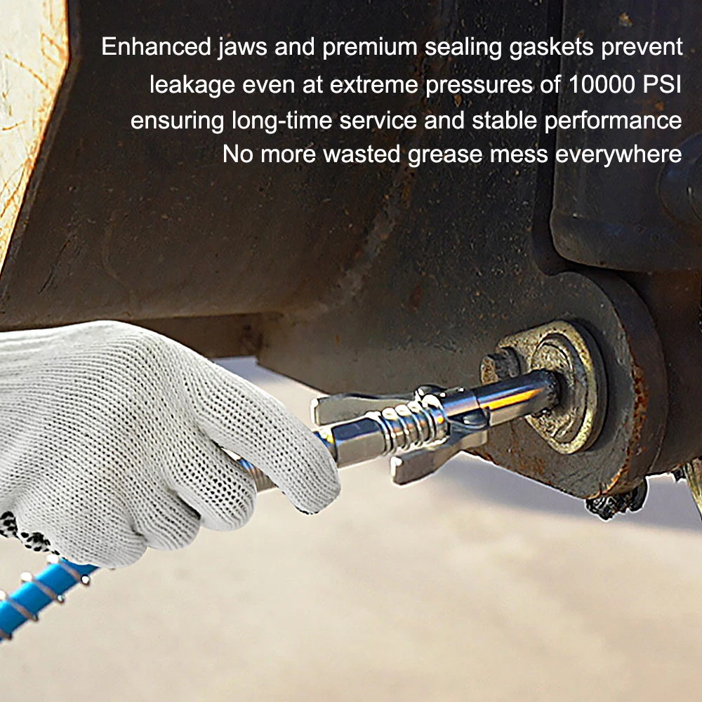 Grease Gun Coupler Quick Lock Release Syringe Lubricant Nozzle 10000 PSI 1/8