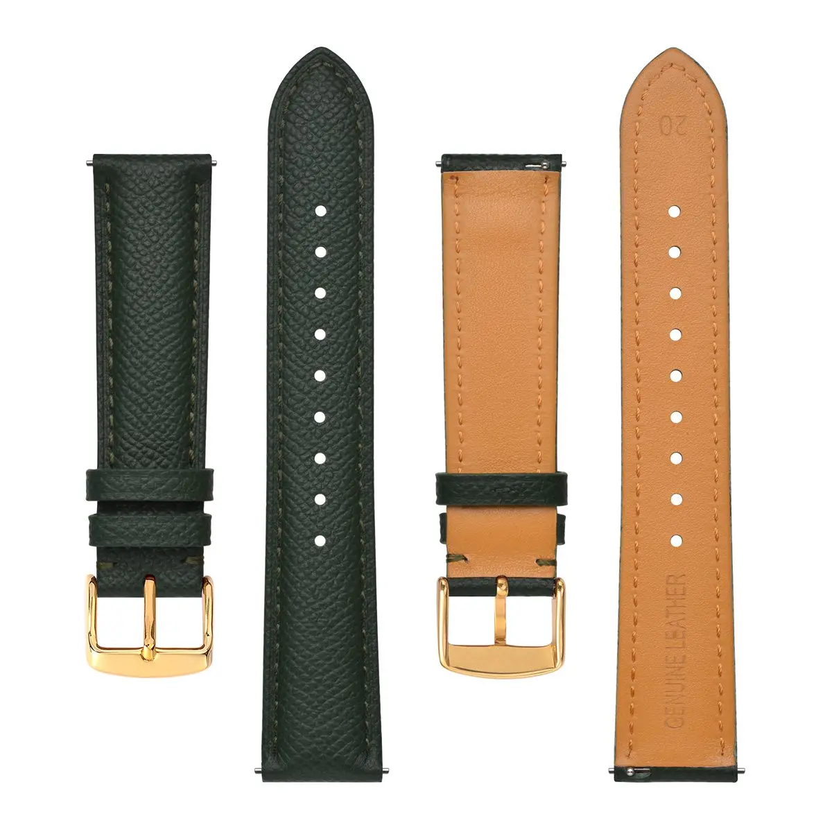BISONSTRAP Texture Leather Watch Bands for Men Women 18mm 20mm 22mm Watch Strap Quick Release Light pink Watchband Gold Buckle