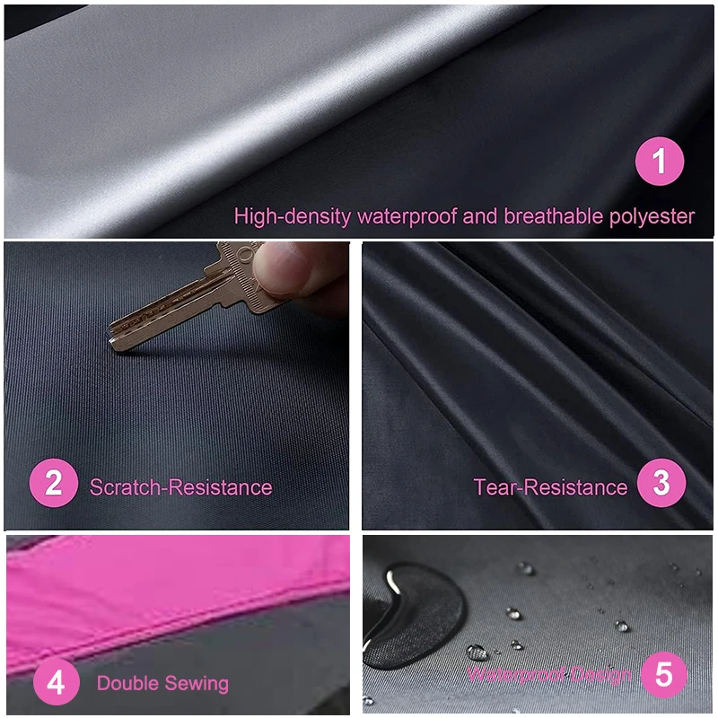 Universal SUV/Sedan/Hatchback Full Car Covers Outdoor Waterproof Sun Rain Snow UV Protectio Black Pink Splicing Color Cover