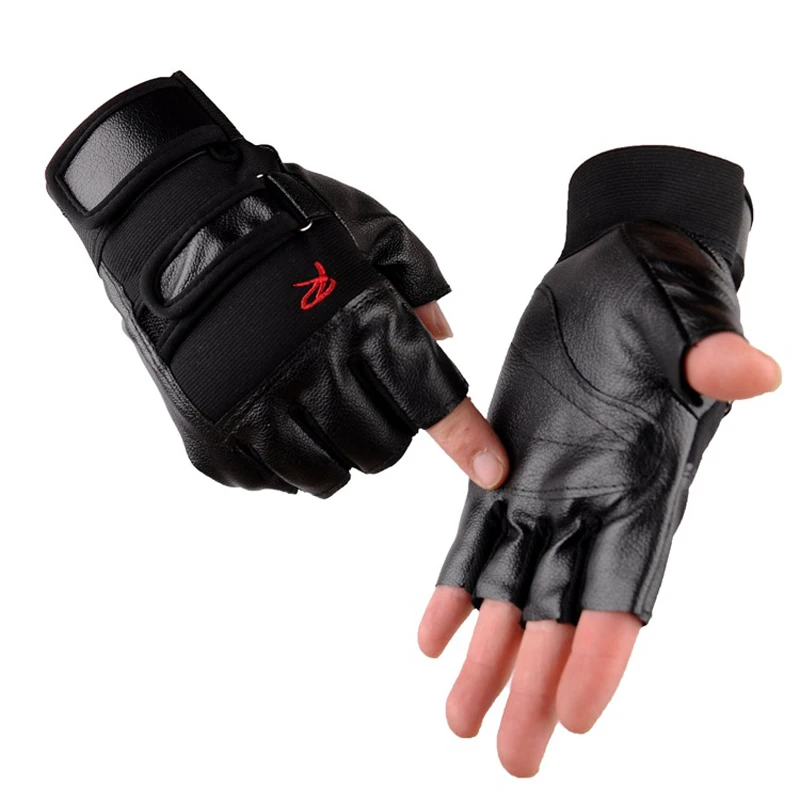 

Leather Fitness Sports Weightlifting Weight Lifting Men Gym Gloves mitts Thicken Half Finger Summer Glove Durable