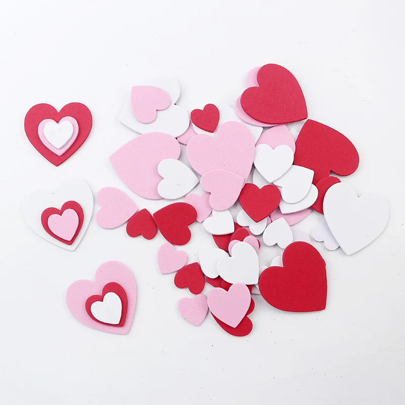 

60Pcs/Bag Love Foam Hearts EVA Self-Adhesive Stickers Valentines' Day Home Wedding Party Decoration Kid's Crafts DIY Toys Gifts