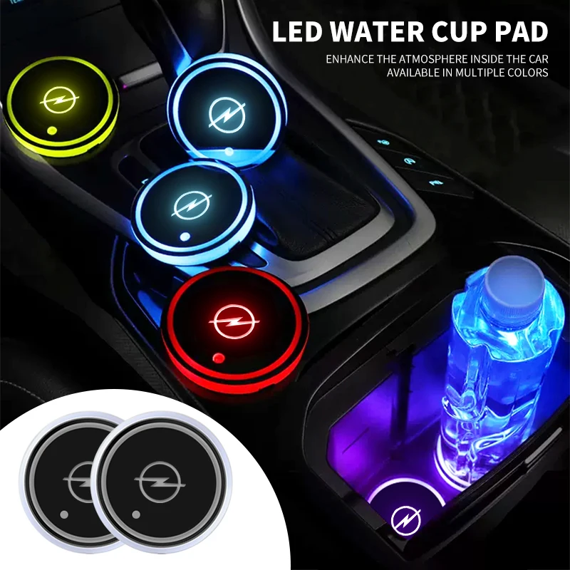 Cup Holder Coasters Car Coaster Pads Car Luminous Water Cup Pad LED Atmosphere Light for Opel astra h astra j g corsa insignia zafira b vectra c corsa d vivaro