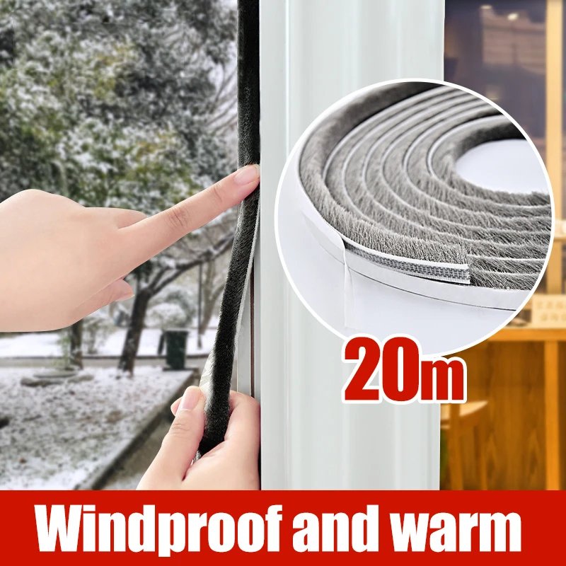 20m Sealing Joints Strips Self Adhesive Brush Weatherstrip Door House