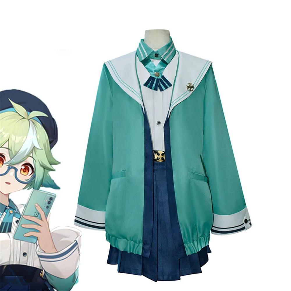 

Genshin Impact Sucrose Cosplay Halloween JK Pleated Skirt Anime Game Two-Dimensional Performance Costume Full School Uniform