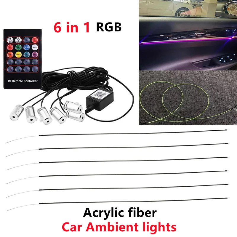 

12V 6m Strip RGB LED Car Interior Lights Ambient Lamp Door Seat Cluster Decoration BT/RF Wireless Caravan Automobile Accessories