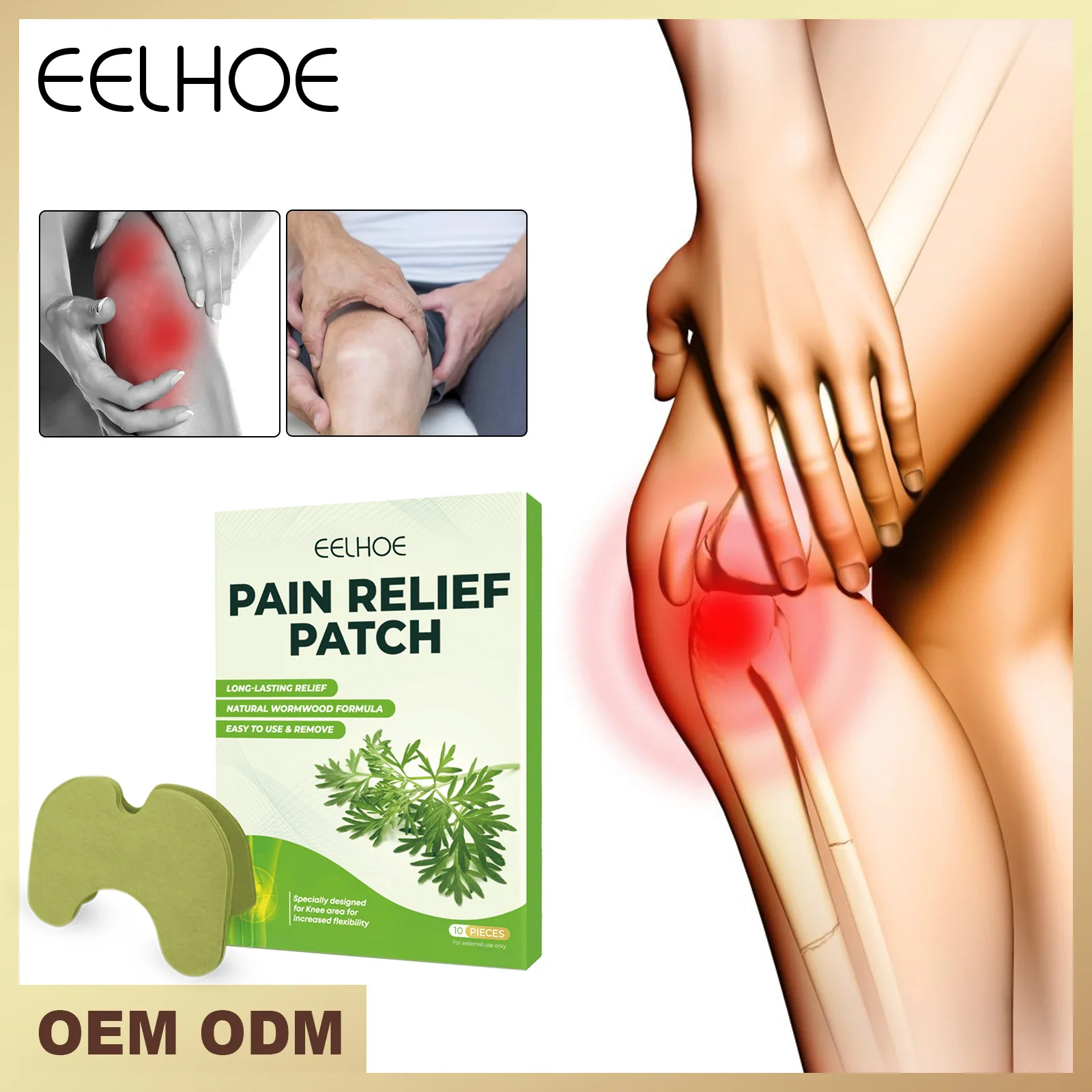 10pcs Wormwood Pain Relieving Sticker Health-Care Plast for Relieving Pain of Knee Vertebrae and 1