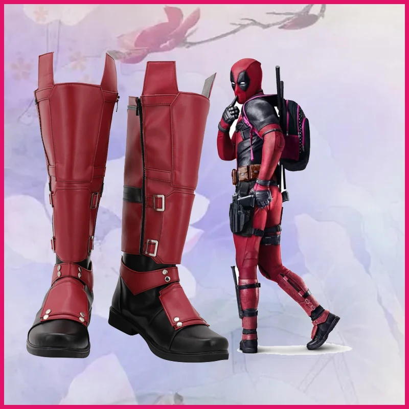 

Deadpool Cosplay PU Boots High Heel Shoes Halloween Cosplay Prop For Adult