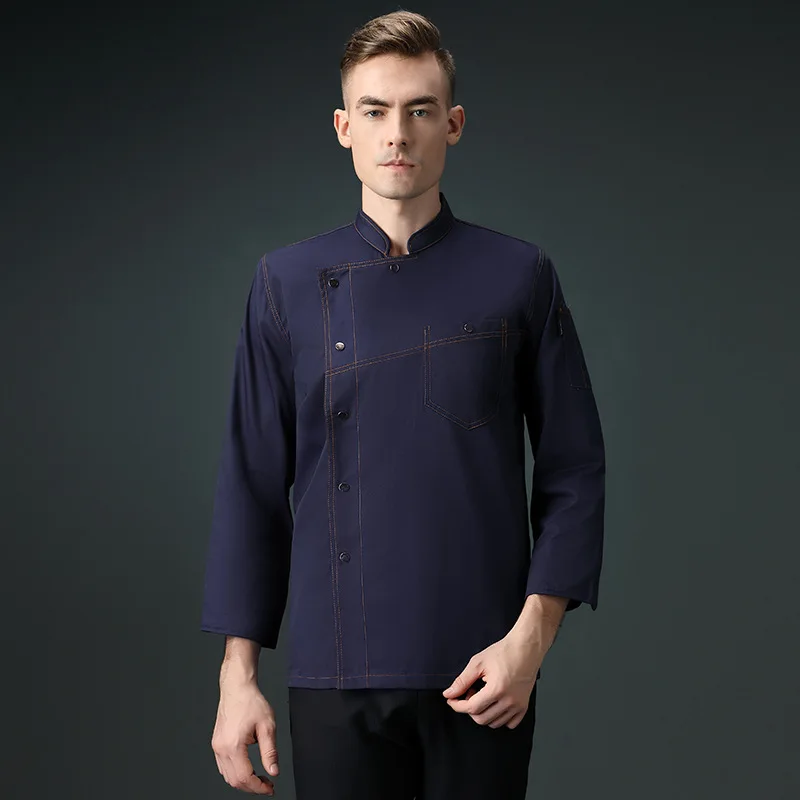 New-Chef-Overalls-Long-Sleeved-Men-S-Restaurant-Cake-Shop-Kitchen-Cook