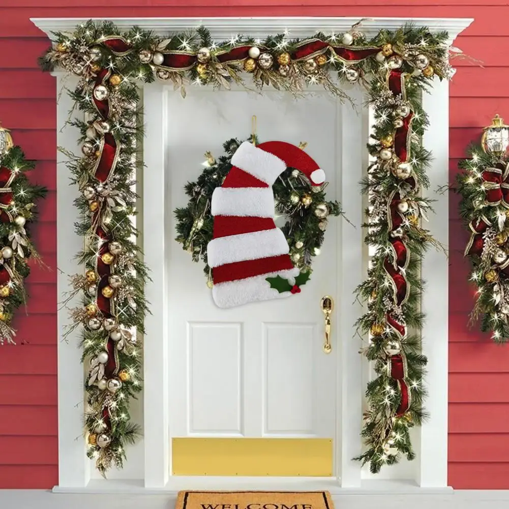 

Многоразовые рождественские украшения, разноцветные рождественские Полосатые Шляпы, подвесные украшения для комнаты