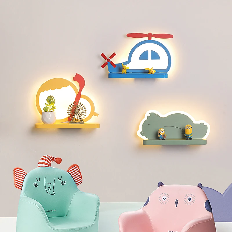 Modern Creative Led Wall Lamp For Children's Room Living Room Bedroom Beside Corridor Cartoon ...