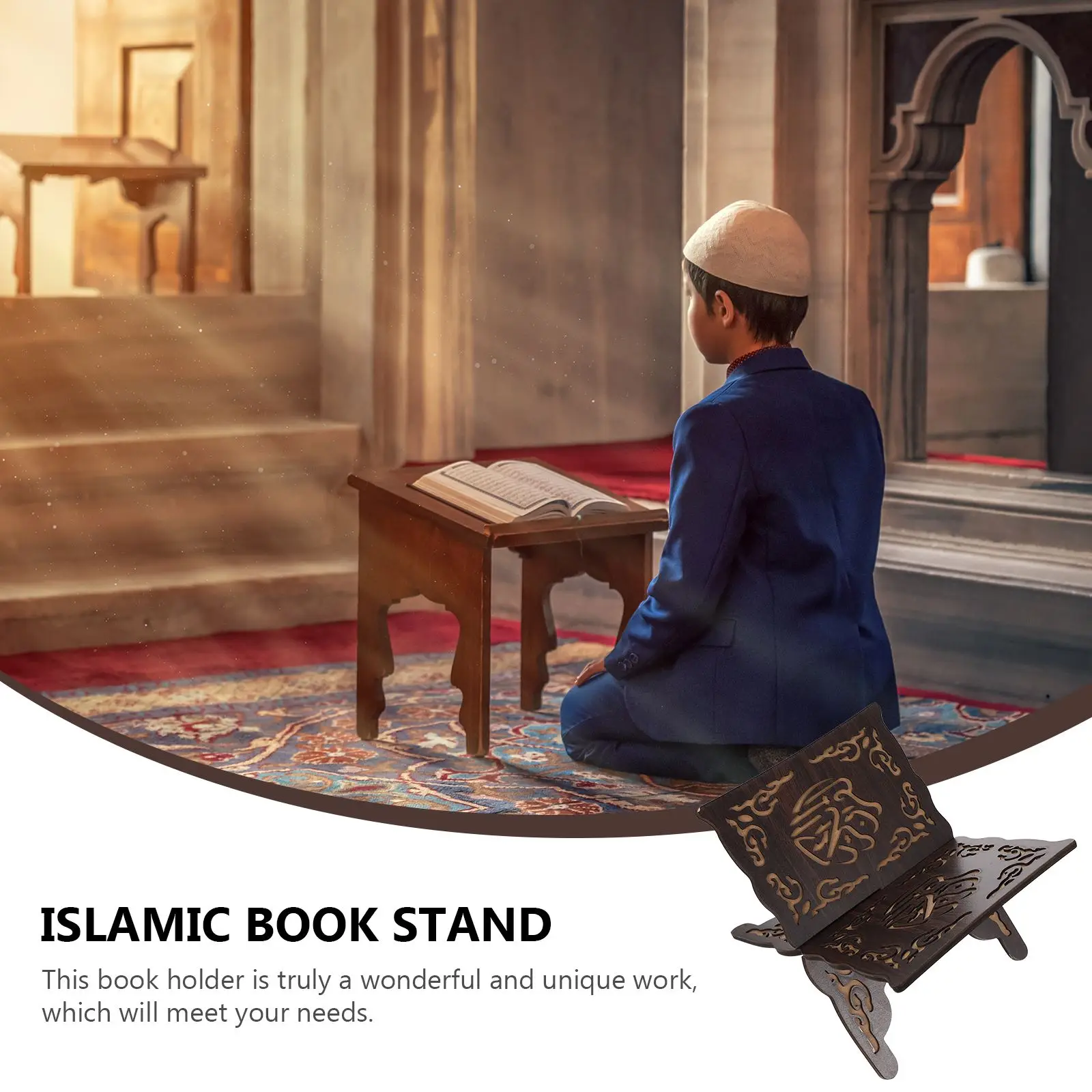 Wooden Carved Book Stands Quran Holders Islamic Racks Display Shelves Bookends Desk Accessories ganizers Vintage Wooden Look Detachable