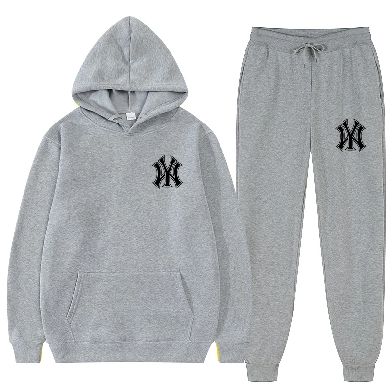 Conjunto de chándal de dos piezas para hombre y mujer, Sudadera con capucha y pantalones de deporte, Top de marca de moda