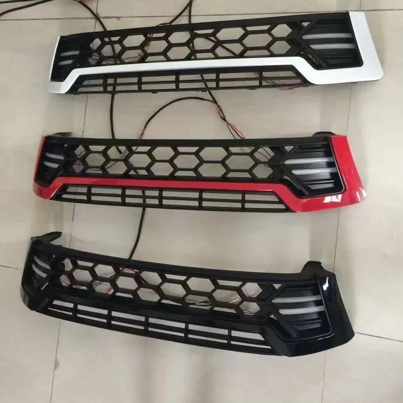 

Аксессуары для гоночного гриля со светодиодной передней решеткой, бампер, маска, верхняя сетчатая Крышка для Toyota Hilux Revo 2015 2016 - 2018