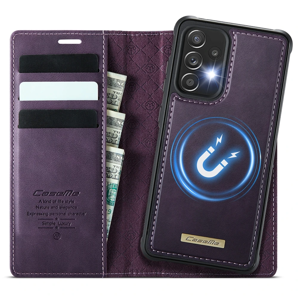 Magnetic Leather Wallet Phone Case with Protective Bumper